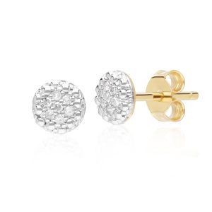 Diamond Pave Spherical Stud Earrings in 9ct Yellow Gold