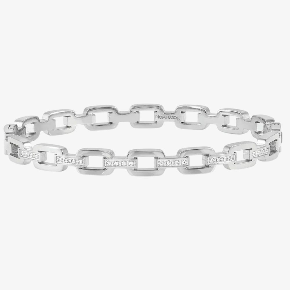 Nomination Ladies Stainless Steel Cubic Zirconia Chain Bangle 029515/001