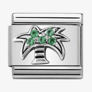Nomination CLASSIC Silvershine Symbols Palm With Green Cubic Zirconia Charm 330304/26