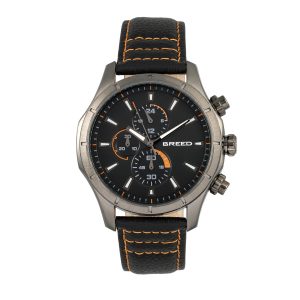 Breed Mens Lacroix Chronograph Leather-based-Band Watch – Orange Stainless Metal – One Measurement