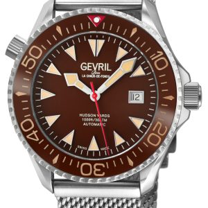 Gevril Mens Hudson Yards Chocolate Dial Swiss Computerized Watch – Silver – One Measurement