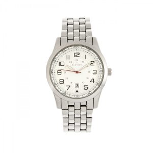 Elevon Mens Garrison Bracelet Watch w/Date – White Stainless Metal – One Measurement