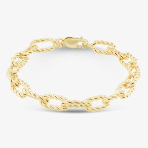 9ct Yellow Gold Textured Oval Link Bracelet 1.28.1502