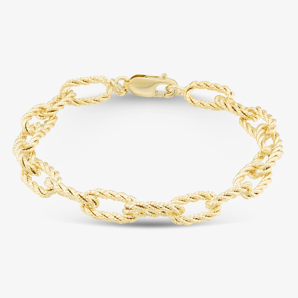 9ct Yellow Gold Textured Oval Link Bracelet 1.28.1502