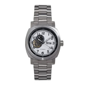 Reign Mens Impaler Semi-Skeleton Bracelet Watch – White/SIlver Stainless Metal – One Measurement