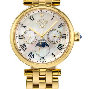 Gevril Womens GV2 Florence Mother of Pearl Dial Diamond 12513 Swiss Quartz Watch – Gold – One Size