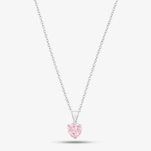 Sterling Silver 5mm Pink Crystal Heart Pendant 8.62.2694
