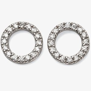 Sterling Silver Cubic Zirconia Pave Open Circle Stud Earrings E5557C