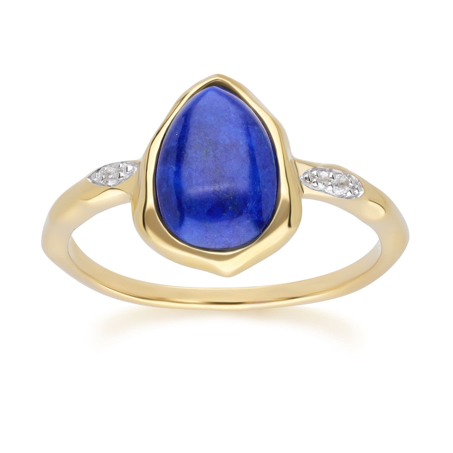 Abnormal Lapis Lazuli & Topaz Ring In 18ct Gold Plated SterlIng Silver