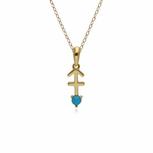 Turquoise Sagittarius Zodiac Attraction Necklace in 9ct Yellow Gold