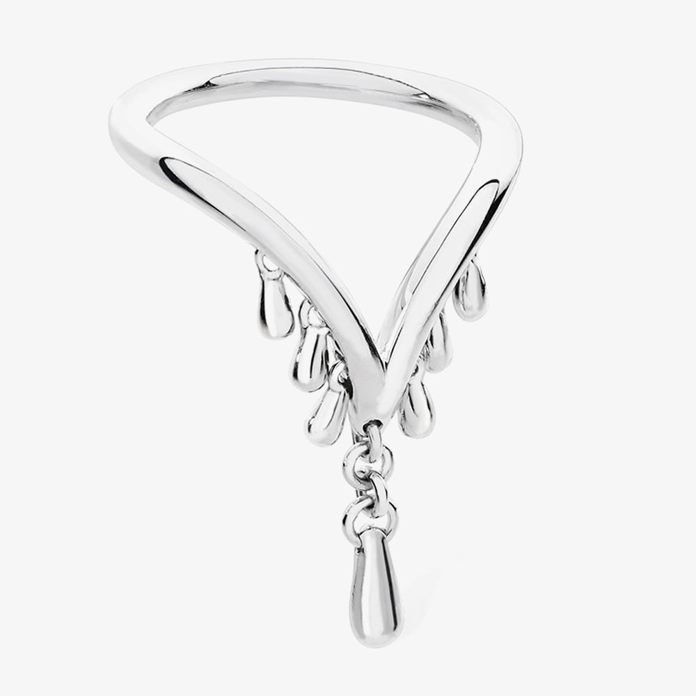 Lucy Quartermaine Silver Waterfall Wishbone Ring WFR2L Q