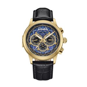 Heritor Automatic Mens Apostle Vitreous Enamel Dial Watch – Black/Gold Stainless Steel – One Size