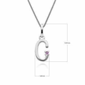 Preliminary Crimson Sapphire Letter Attraction Necklace in 9ct White Gold