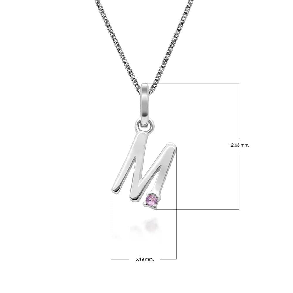 Preliminary Red Sapphire Letter Attraction Necklace in 9ct White Gold