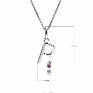 Preliminary Red Sapphire Letter Allure Necklace in 9ct White Gold