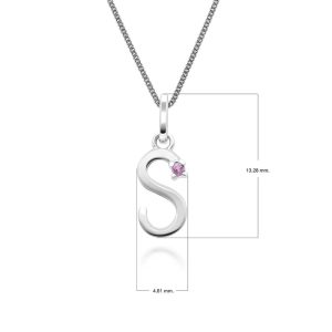 Preliminary Purple Sapphire Letter Allure Necklace in 9ct White Gold