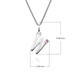 Preliminary Red Sapphire Letter Attraction Necklace in 9ct White Gold