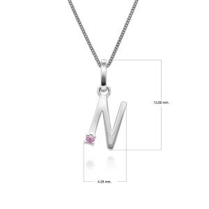 Preliminary Crimson Sapphire Letter Attraction Necklace in 9ct White Gold