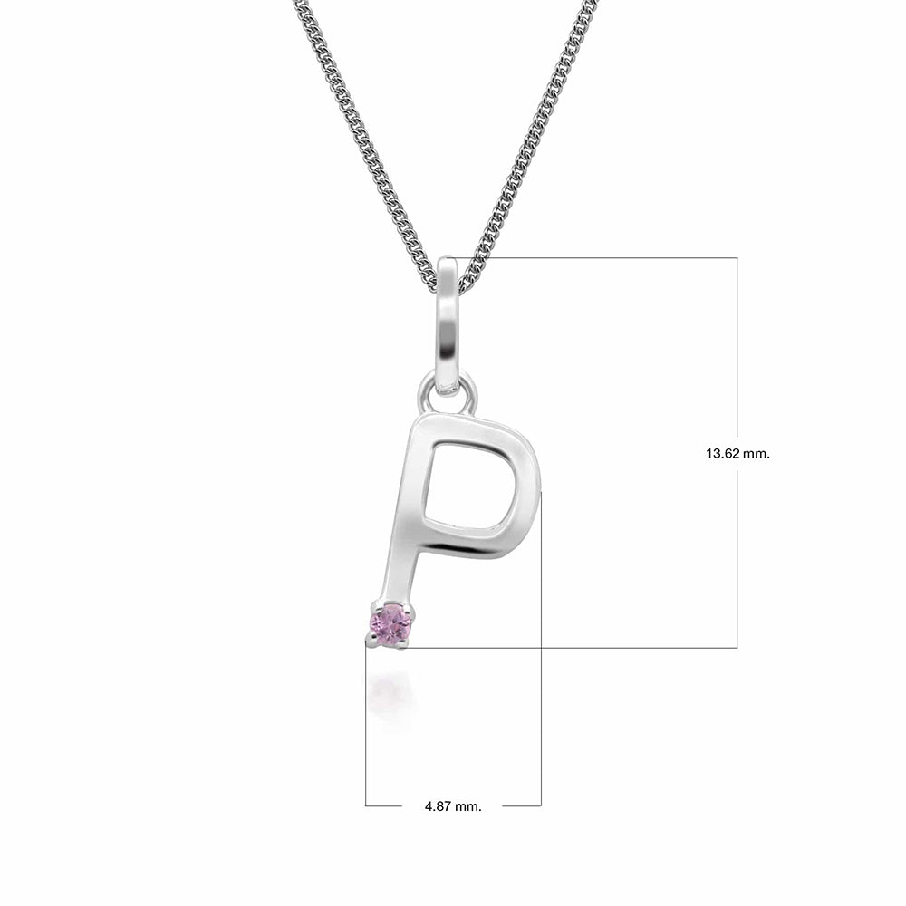 Preliminary Crimson Sapphire Letter Attraction Necklace in 9ct White Gold