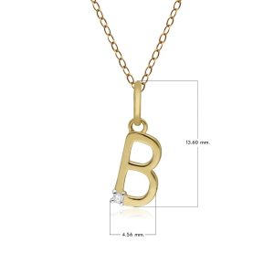 Preliminary Diamond Letter Necklace In 9ct Yellow Gold