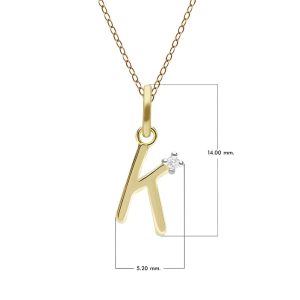 Preliminary Diamond Letter Necklace In 9ct Yellow Gold