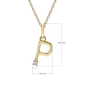 Preliminary Diamond Letter Necklace In 9ct Yellow Gold