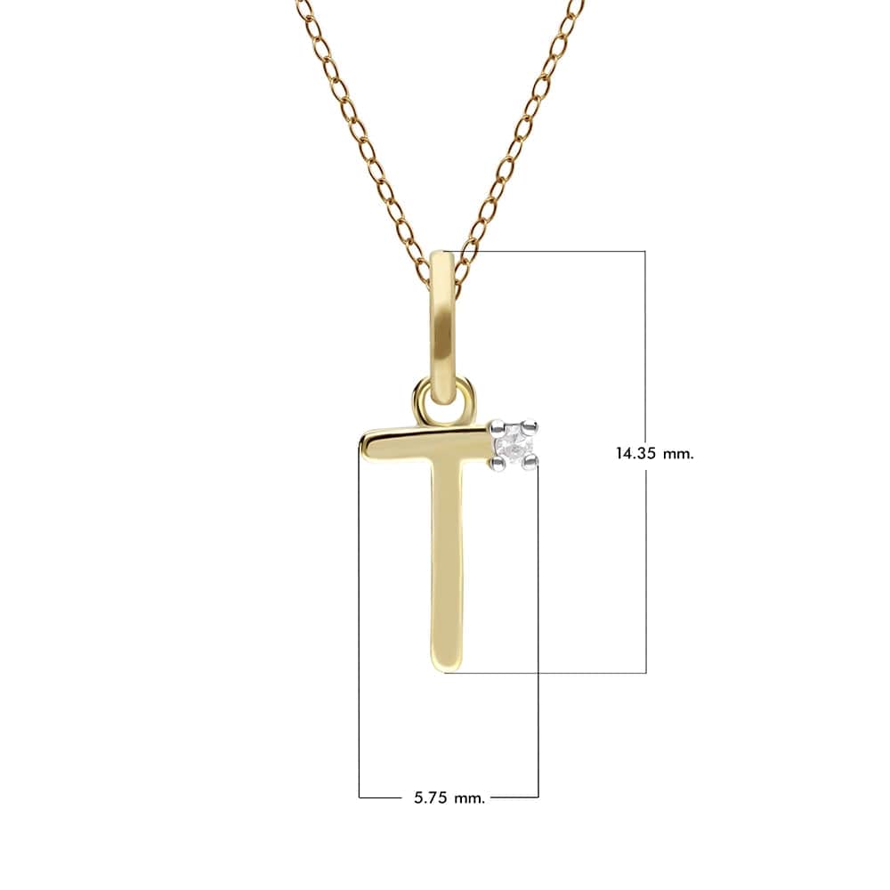 Preliminary Diamond Letter Necklace In 9ct Yellow Gold