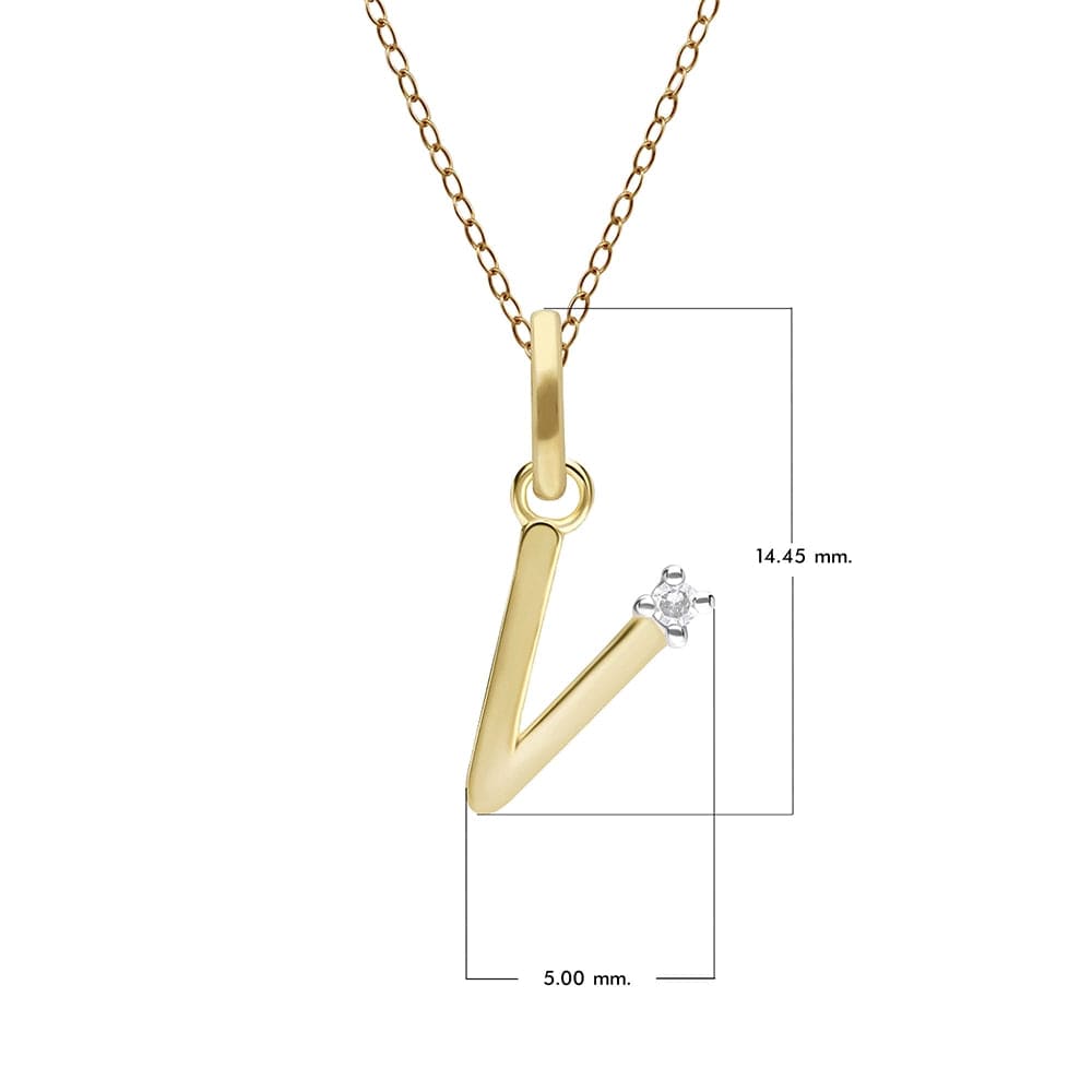Preliminary Diamond Letter Necklace In 9ct Yellow Gold