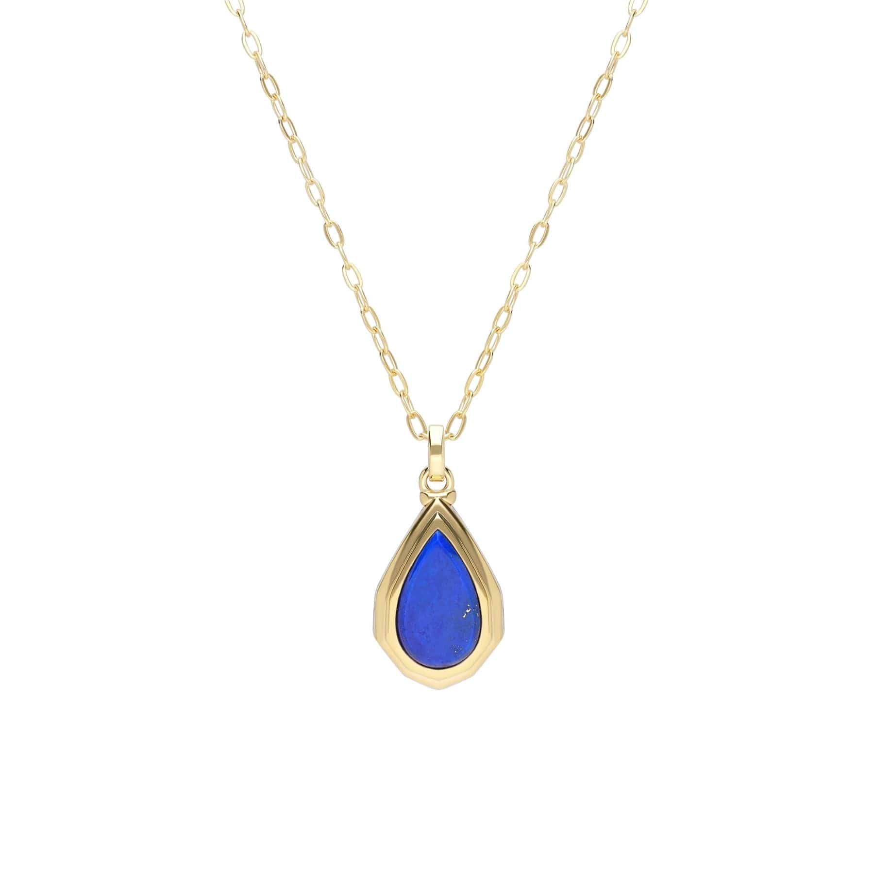 Bona Fide Pear Reduce Lapis lazuli Locket in Gold Plated Sterling Silver
