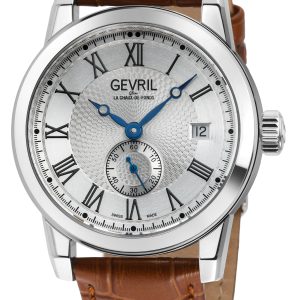 Gevril Mens Madison White Dial Swiss Automatic ETA 2895 Watch – Brown – One Size