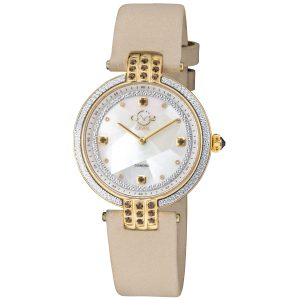 Gv2 Matera WoMens Swiss Quartz White Mom of Pearl Dial Ecru Suede Watch Diamond – Purple – One Dimension