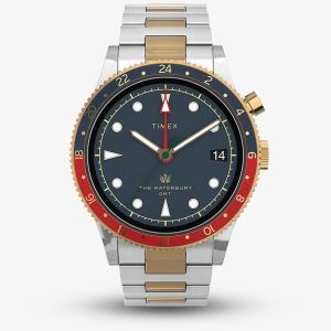 Timex Mens Waterbury Two Tone Traditional GMT Watch TW2U90600