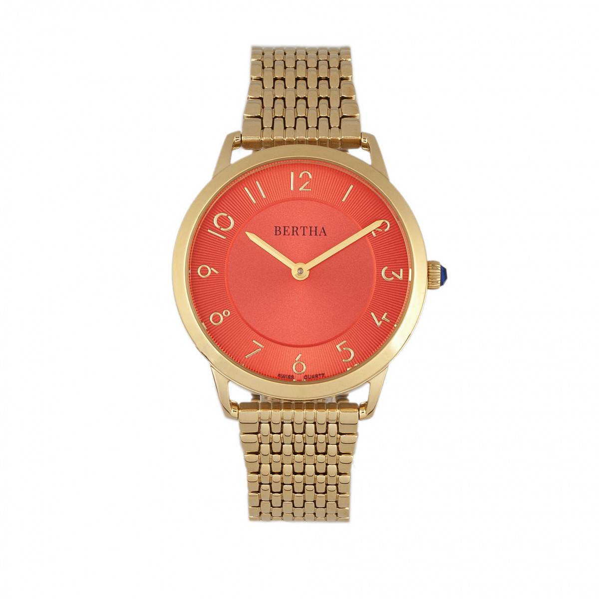 Bertha Womens Abby Swiss Bracelet Watch - Pink Stainless Metal - One Dimension
