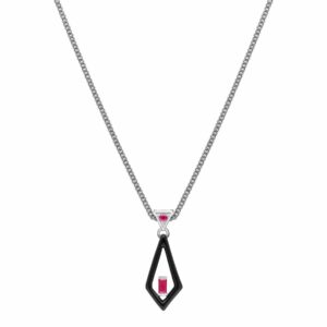 Grand Deco Tooth & Ruby Pendant in 9ct White Gold
