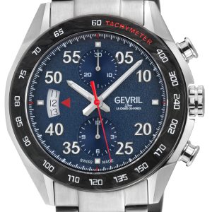 Gevril Mens Ascari Chronograph 48311B Swiss Automated Sellita SW500 Watch – Silver – One Dimension