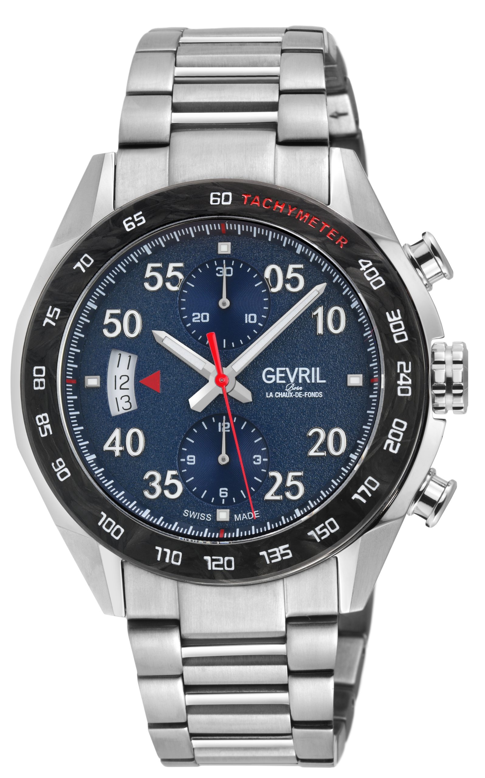 Gevril Mens Ascari Chronograph 48311B Swiss Automated Sellita SW500 Watch - Silver - One Dimension