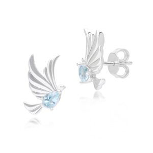 ECFEW™ Author Blue Topaz Dove Stud Earrings in Sterling Silver