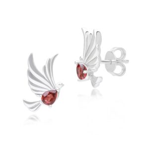 ECFEW™ Writer Garnet Dove Stud Earrings in  Sterling Silver
