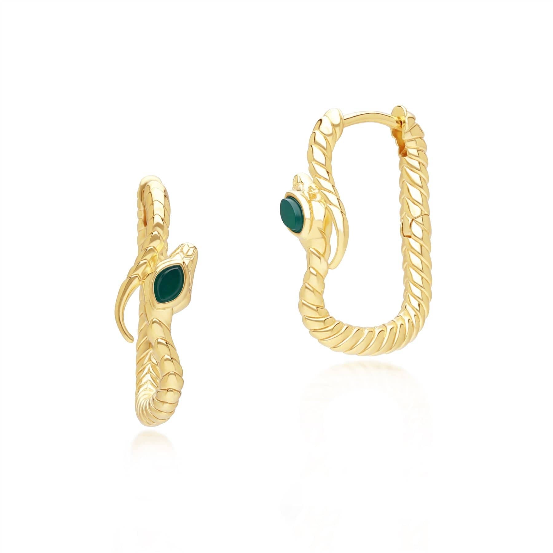 ECFEW™ Chalcedony Snake Hoop Earrings in Gold Plated Sterling Silver