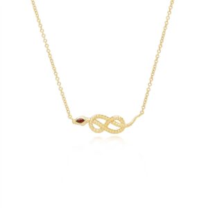 ECFEW™ Garnet Winding Snake Pendant Necklace in Gold Plated Sterling Silver