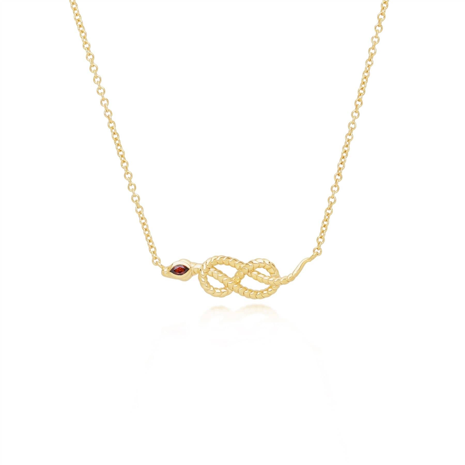 ECFEW™ Garnet Winding Snake Pendant Necklace in Gold Plated Sterling Silver