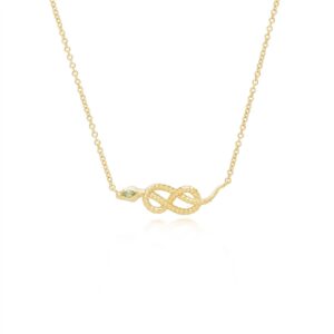ECFEW™ Peridot Winding Snake Pendant Necklace in Gold Plated Sterling Silver