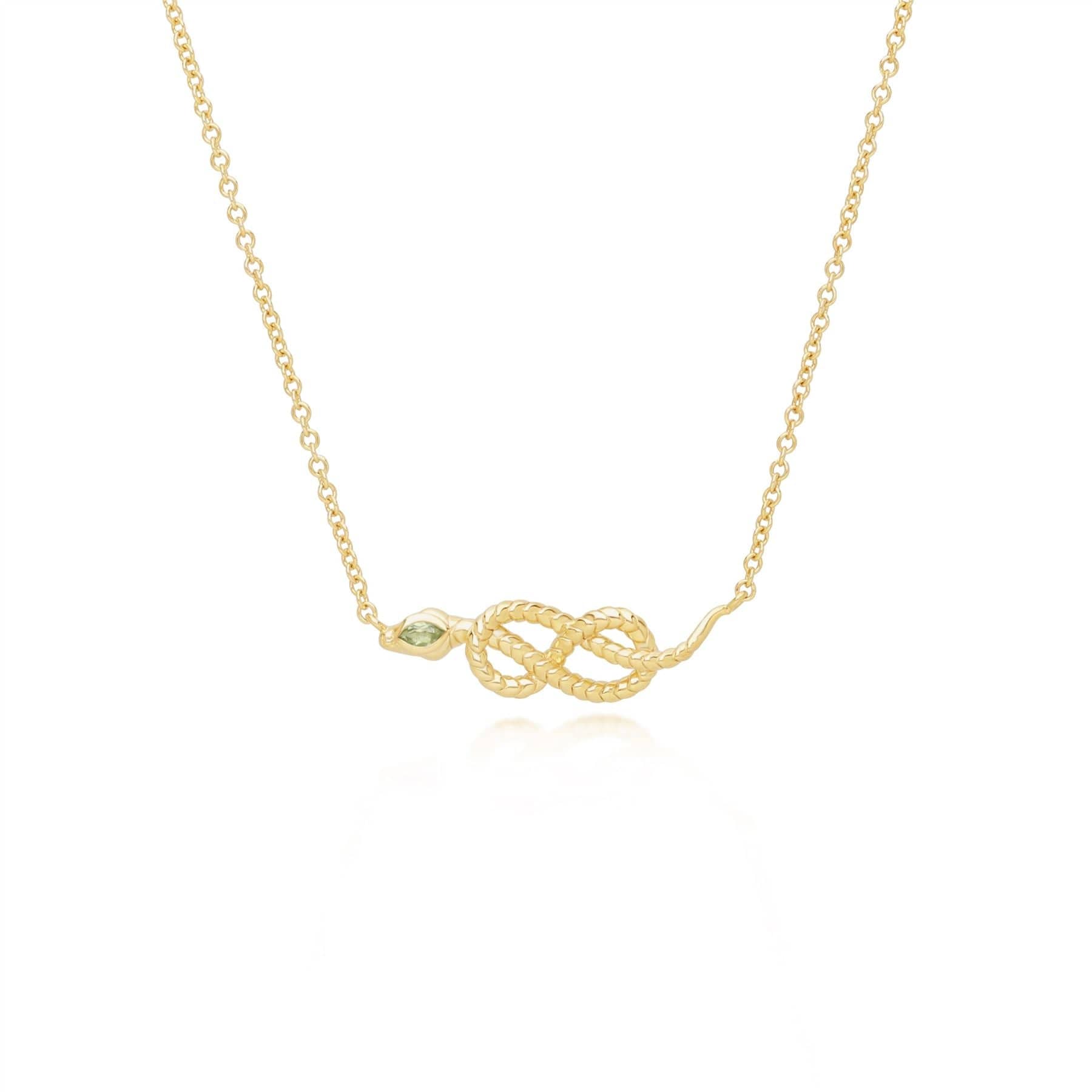 ECFEW™ Peridot Winding Snake Pendant Necklace in Gold Plated Sterling Silver
