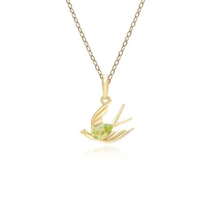 ECFEW™ Author Peridot Hummingbird Pendant Necklace in Gold Plated Sterling Silver
