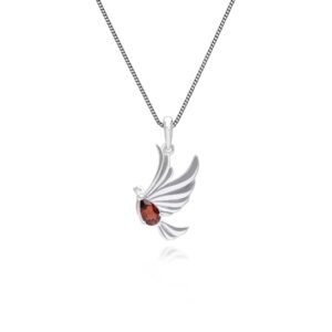 ECFEW™ Author Garnet Dove Pendant Necklace in Sterling Silver