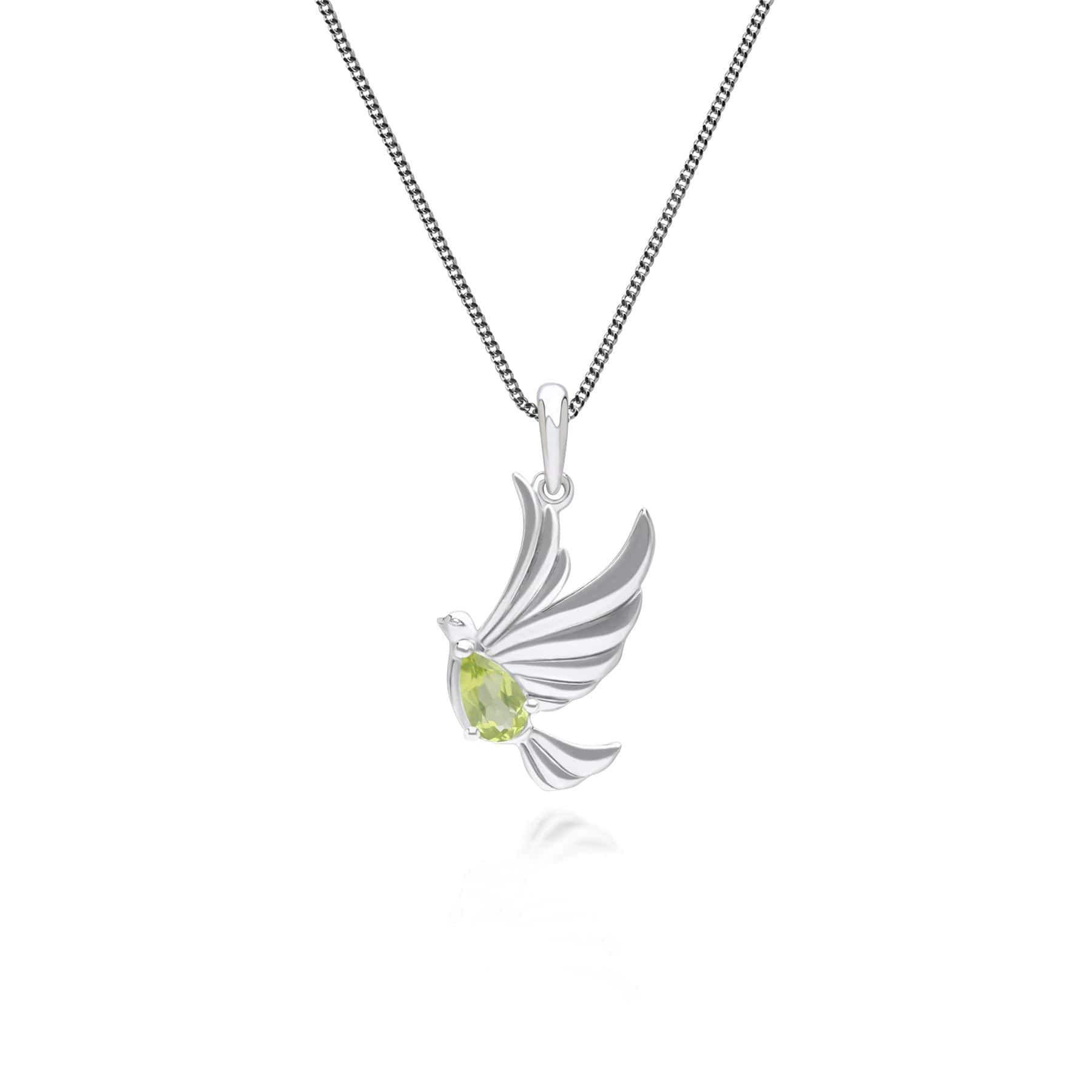 ECFEW™ Author Peridot Dove Pendant Necklace in Sterling Silver