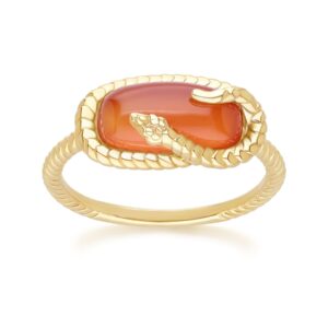 ECFEW™ Carnelian Snake Ring in Gold Plated Sterling Silver