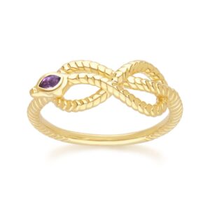 ECFEW™ Amethyst Winding Snake Ring in Gold Plated Sterling Silver