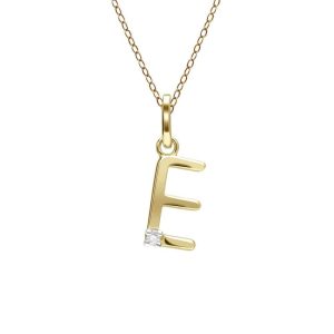 Preliminary Diamond Letter Necklace In 9ct Yellow Gold