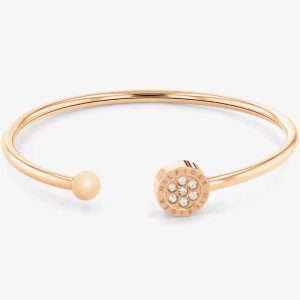 Tommy Hilfiger Rose Gold Tone Crystal Open Bangle 2780578